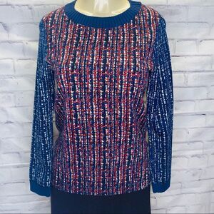 TORY BURCH Printed Wool Crew Neck Sweater M